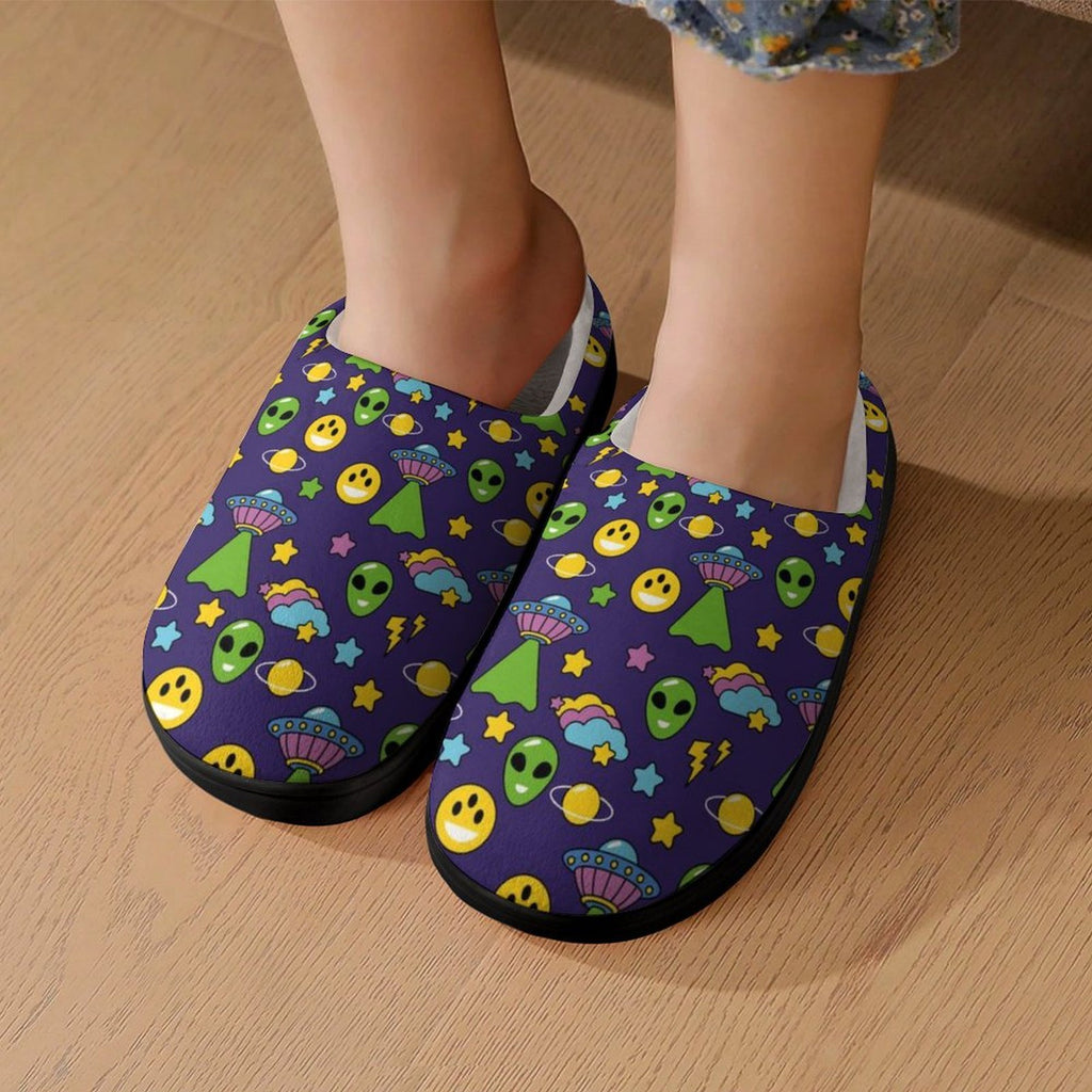 Groovy Alien And UFO Kids Cotton Slippers Kids Cotton Slippers Printed Offshore Sci Fi