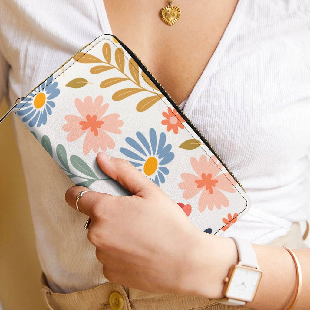 Boho Flowers And Leaves - PU Leather Wallet