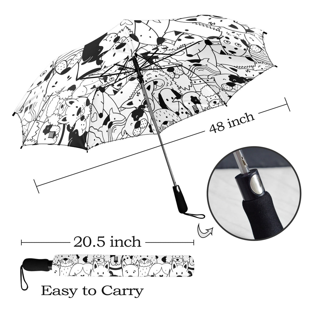 Black And White Dogs - Semi-Automatic Foldable Umbrella (Model U12) Semi-Automatic Foldable Umbrella (U12)