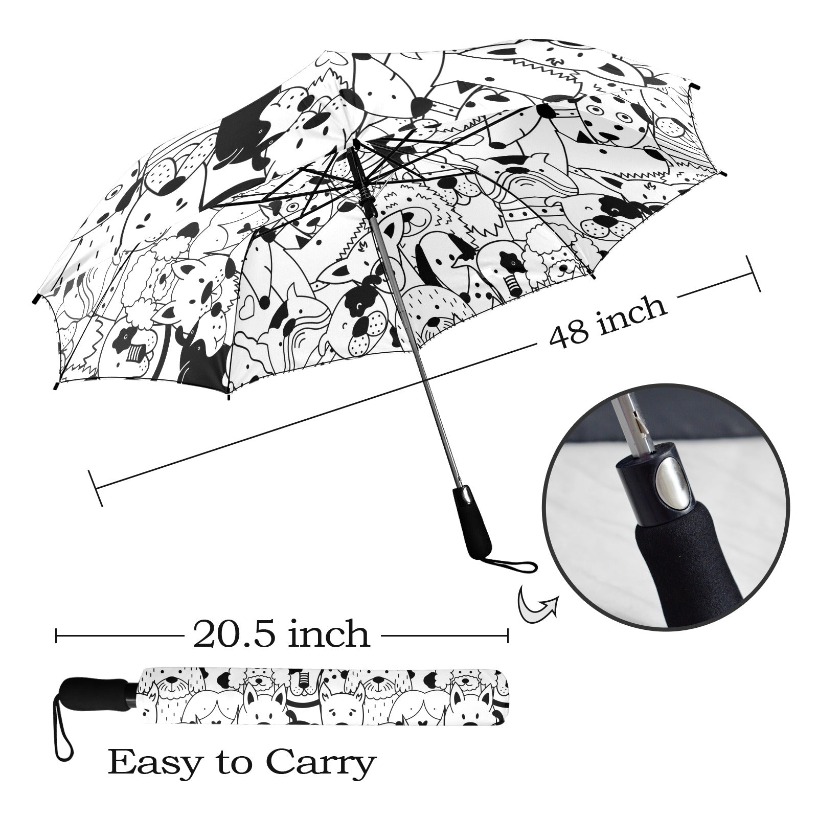 Black And White Dogs - Semi-Automatic Foldable Umbrella (Model U12) Semi-Automatic Foldable Umbrella (U12)