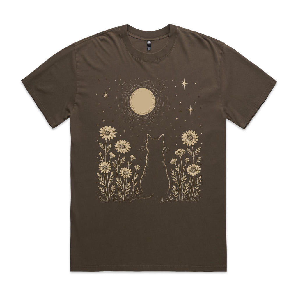 Whimsical Cat And Moon - AS Colour Heavy Faded Tee