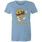 Fast Food, Hamburger - Womens T-shirt Carolina Blue Womens T-shirt Food Printed In Australia