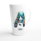 Coral Sea Initial - White Latte 17oz Ceramic Mug Personalised Latte Mug customise Globally Fulfilled Initial Name