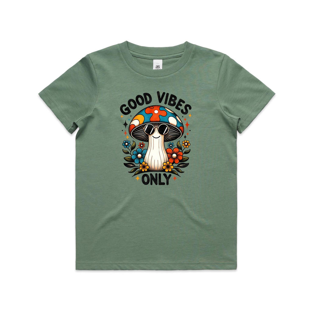 Good Vibes Only, Hippie Mushroom With Sunglasses - Kids T-shirt