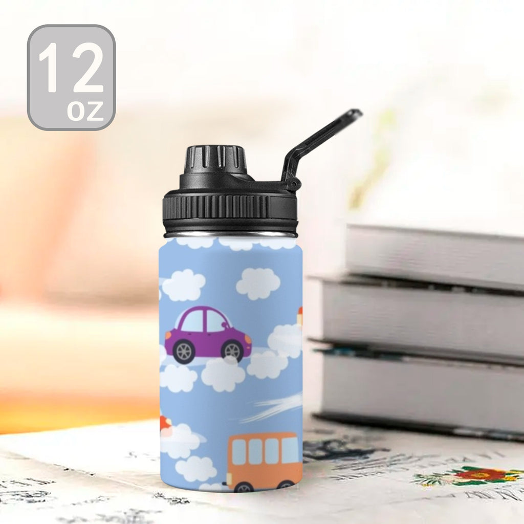 Colourful Cars Kids Water Bottle with Chug Lid (12 oz) Kids Water Bottle with Chug Lid Printed Offshore