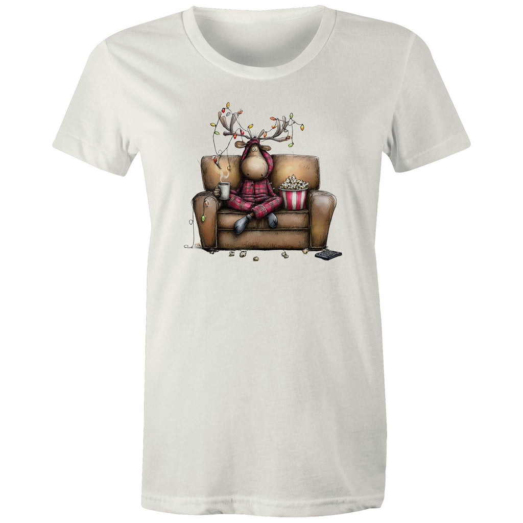 Reindeer, Christmas Movies Watching T-shirt - Womens T-shirt