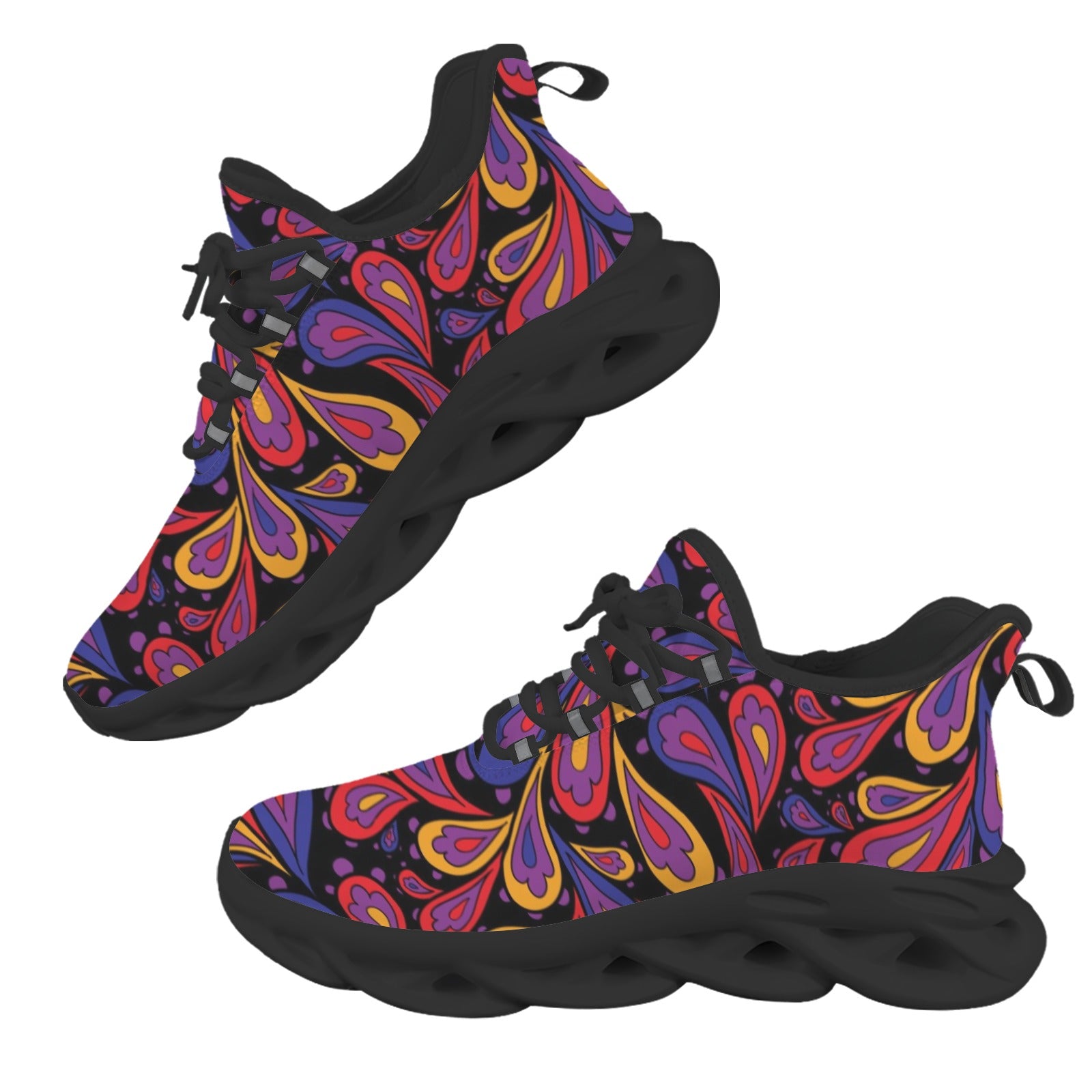 Paisley On Black Women's Twisted Sole Sneakers