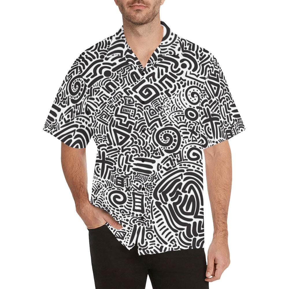 Black And White - Mens Hawaiian Shirt