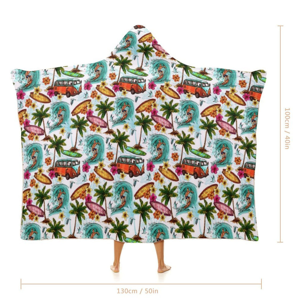 Surfing Safari Kids Hooded Blanket 100cm x 130cm