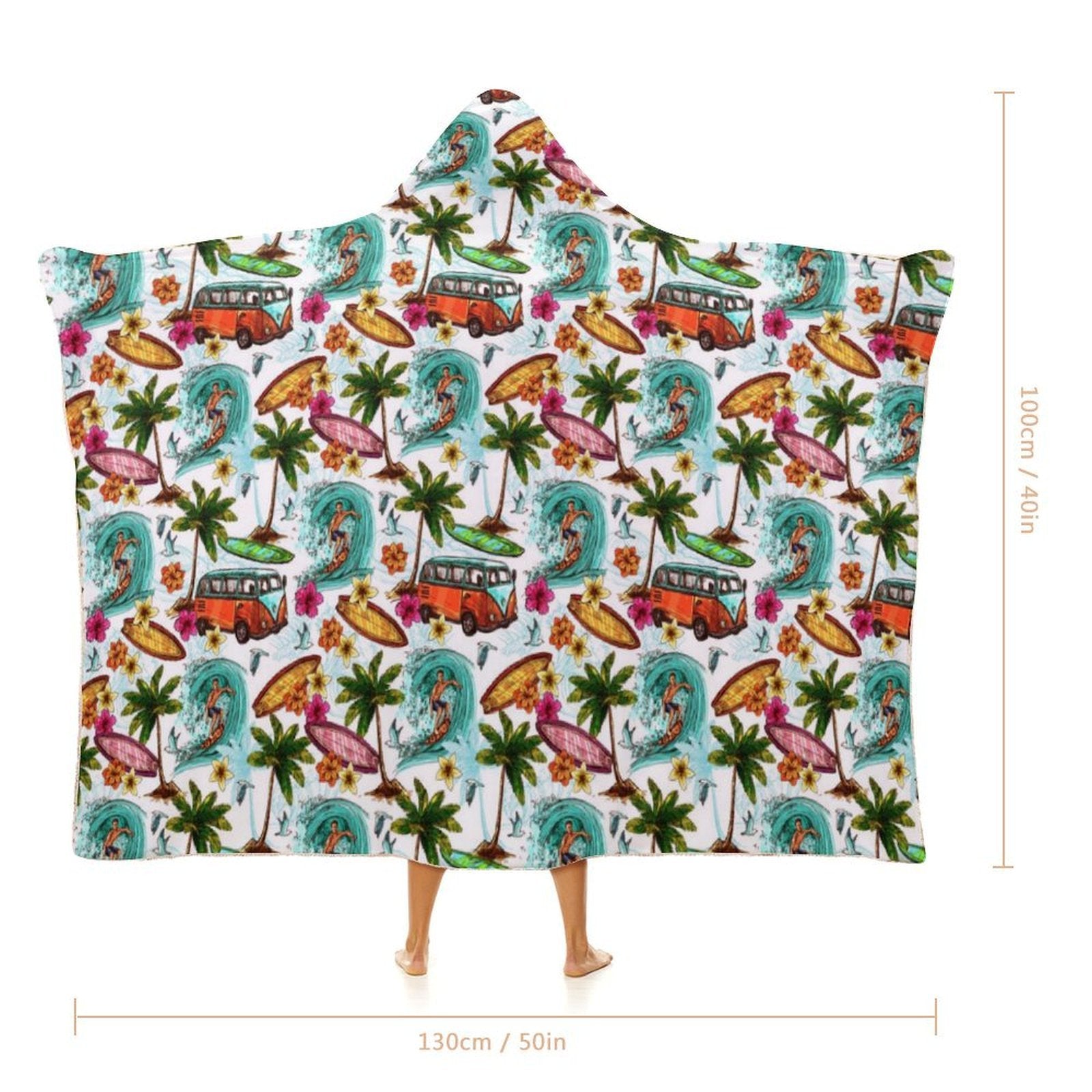 Surfing Safari Kids Hooded Blanket 100cm x 130cm