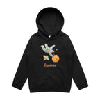 Explore, Astronaut, Space - Kids Hoodie Black Kids Hoodie Printed In Australia
