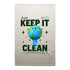 Earth, Just Keep It Clean - AS Colour Tea Towel Cream One Size Tea Towel Environment Printed In Australia