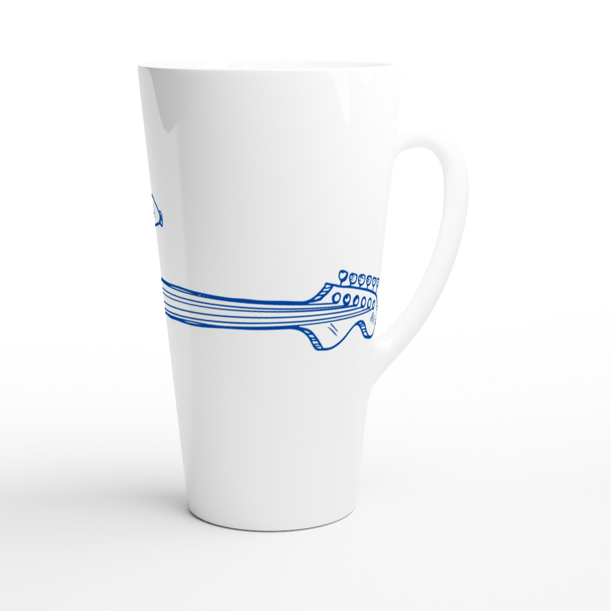 Guitar - White Latte 17oz Ceramic Mug Latte Mug Globally Fulfilled Music