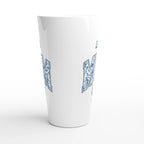 Personalise - Mum, Blue Floral - White Latte 17oz Ceramic Mug Personalised Latte Mug customise Globally Fulfilled Mum Name