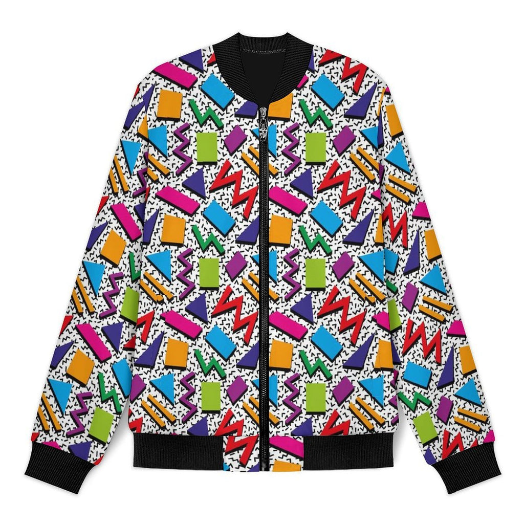 Graphic 80's Men's Casual Zip‑Up Bomber Jacket