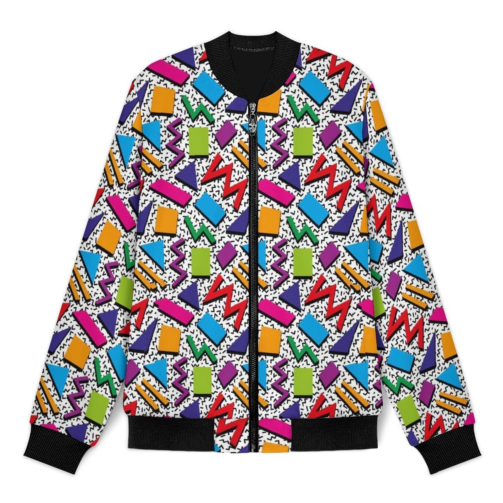 Graphic 80's Men's Casual Zip‑Up Bomber Jacket