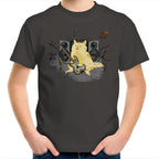 Cat Bass Player - Kids Youth T-Shirt Charcoal Kids Youth T-shirt animal Music Printed In Australia