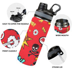Comic Book Red - Insulated Water Bottle with Dual-Use Lid (18oz) Insulated Water Bottle with Dual-Use Lid (18oz) Printed Offshore