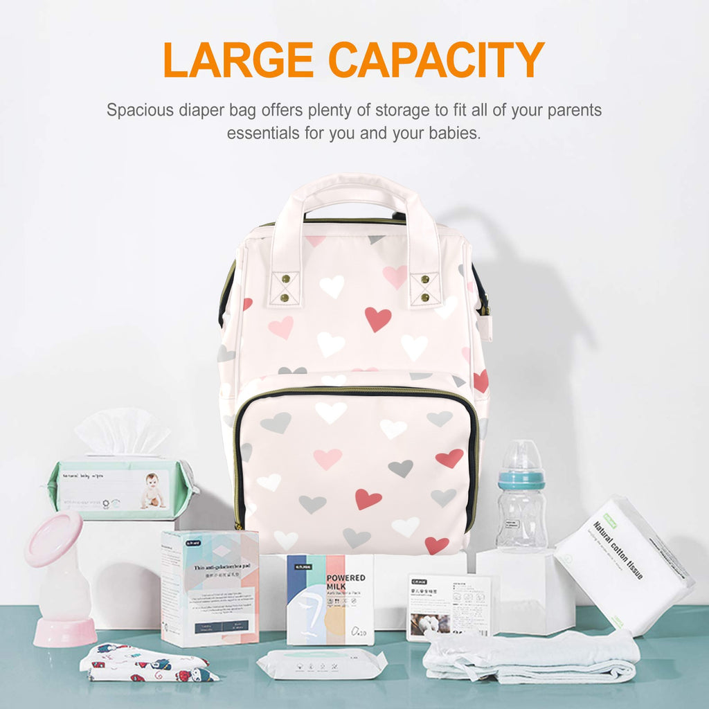 Pretty Hearts - Multi-Function Backpack, Nappy / Diaper Bag