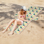 Pineapple Tropical Beach Chair Towel Cover with Side Pockets