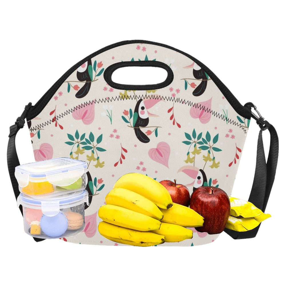 Toucans In Pink Neoprene Lunch Bag/Large (Model 1669) Neoprene Lunch Bag animal Printed Offshore