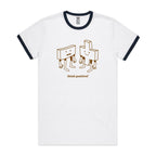 Think Positive, Maths - Staple Ringer Tee White Navy Ringer T-Shirt Maths Positivity Printed In Australia