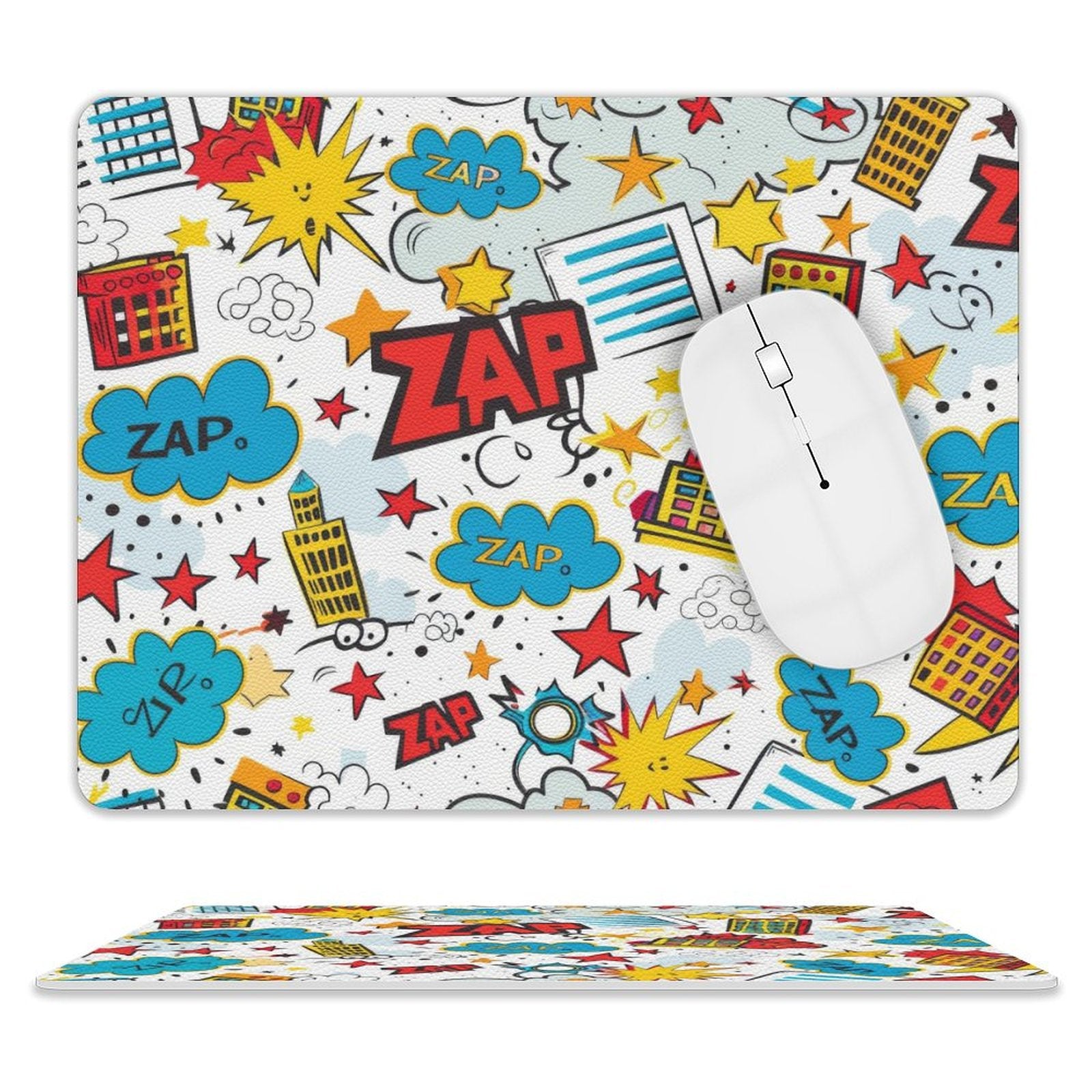 Comic Book Zap Leather Mouse Pad white One size Leather Mouse Pad comic Printed Offshore