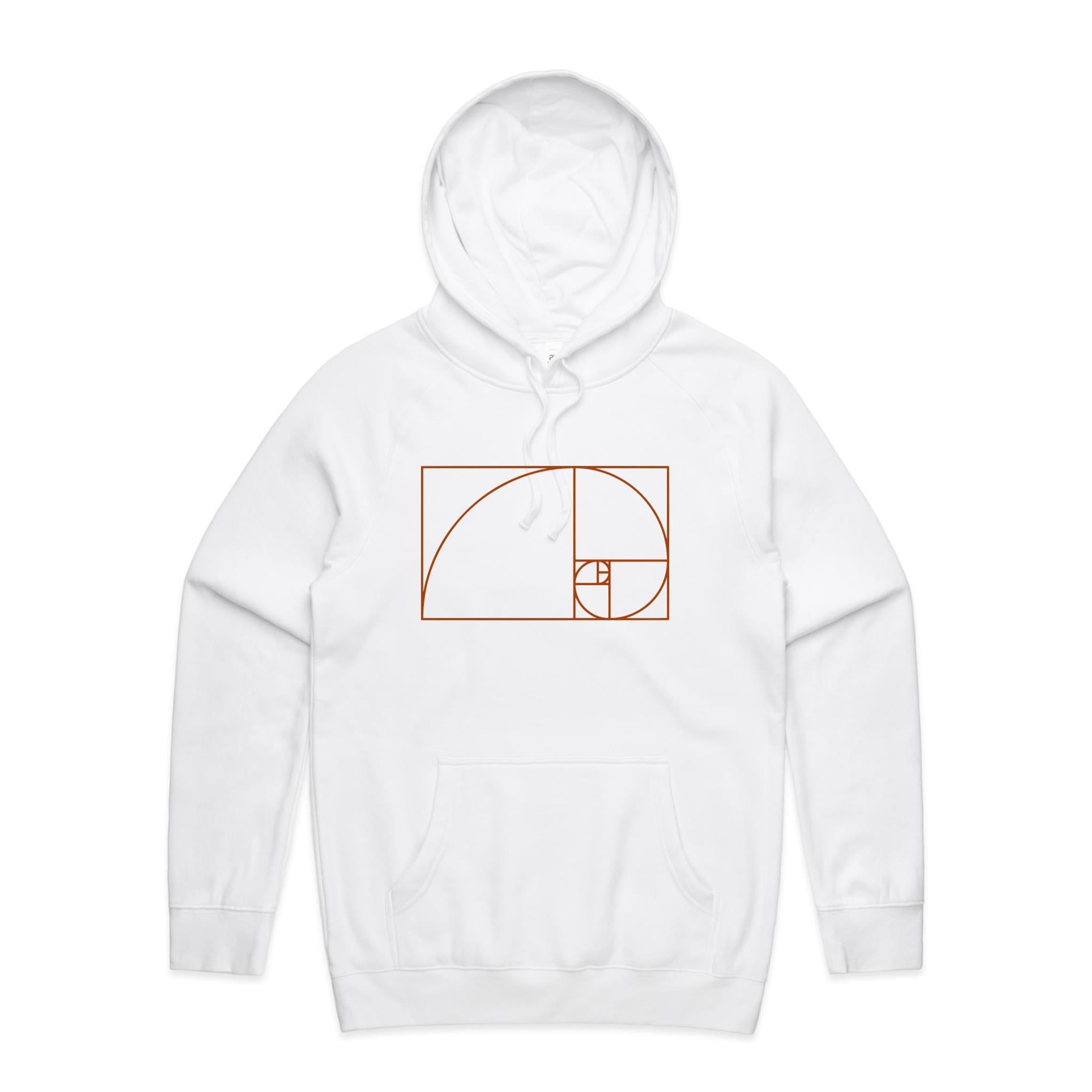 Fibonacci - Mens Hoodie White Mens Hoodie Maths Printed In Australia Science
