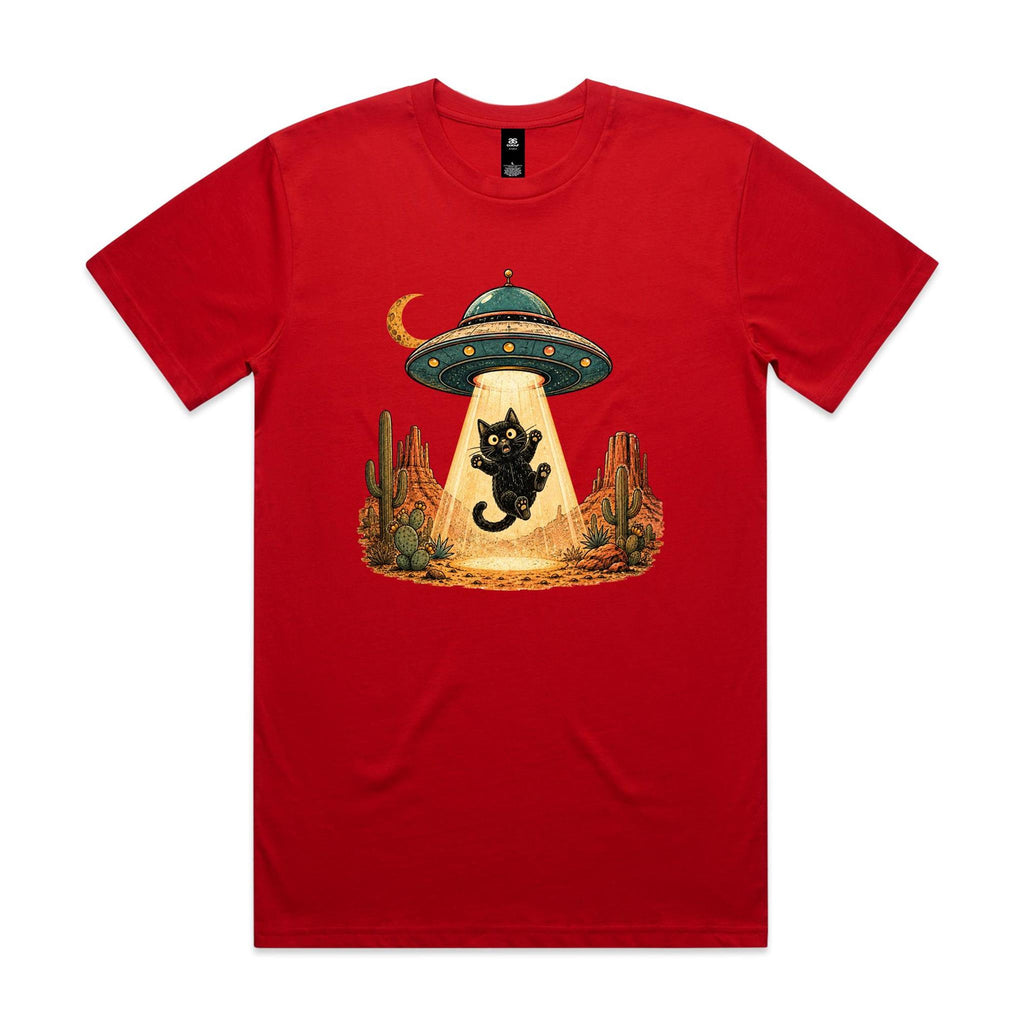 Black Cat Alien UFO Abduction Men's AS Colour T-shirt
