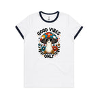 Good Vibes Only, Hippie Mushroom With Sunglasses - Women's Ringer Tee