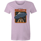 I Want To Believe, UFO - Womens T-shirt Lavender Womens T-shirt Printed In Australia Sci Fi