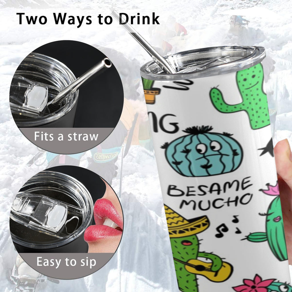 Chatty Cactus 20oz Tall Skinny Tumbler with Lid and Straw