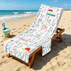 Colourful Maths Formulas Beach Chair Towel Cover with Side Pockets