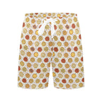 Round Pizzas On White Men's Mid-Length Beach Shorts Men's Mid-Length Beach Shorts Food Printed Offshore