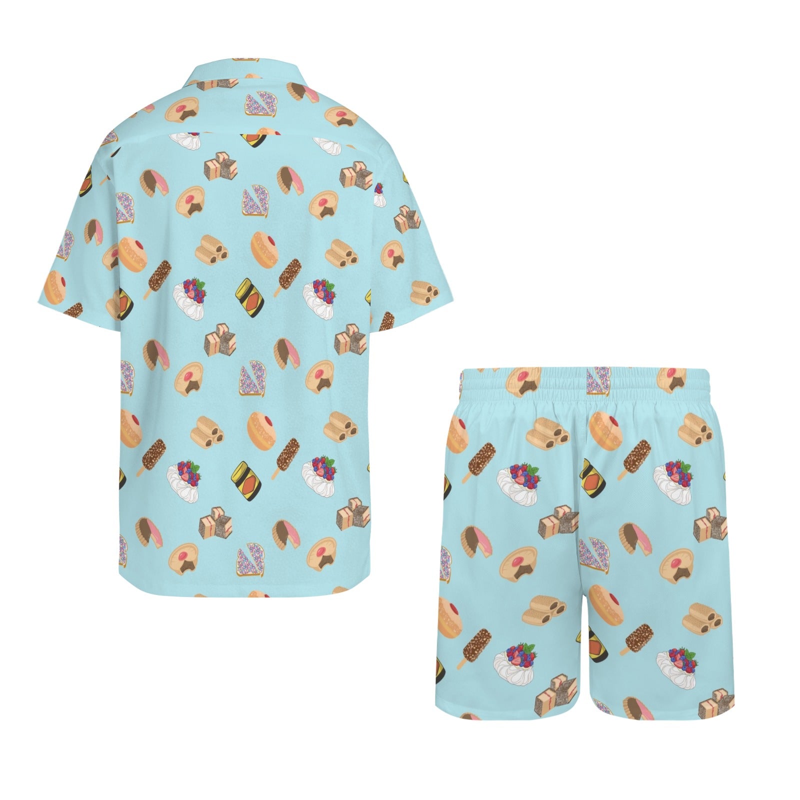 Classic Aussie Food Icons Men's Hawaiian Shirt & Shorts Set