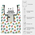 Colourful Cassette Tapes On White Foldable Shopping Bag