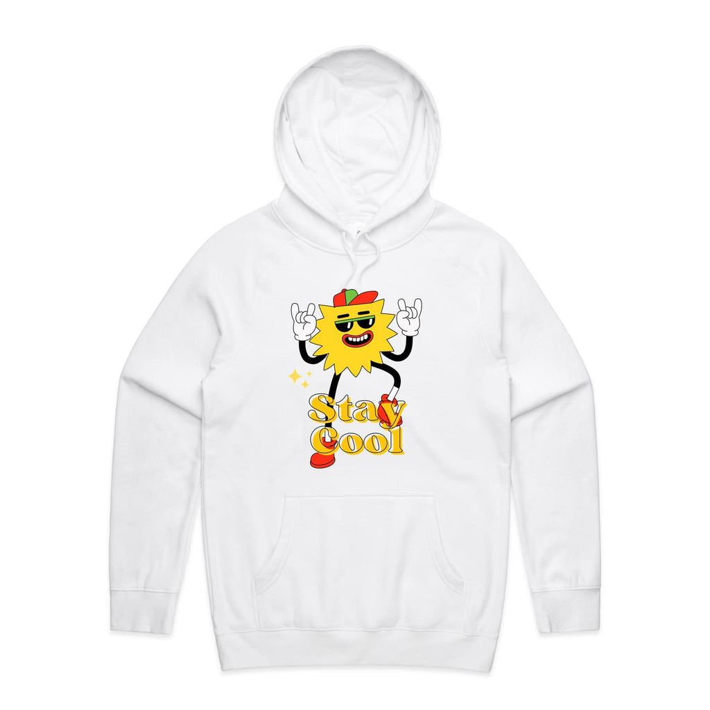 Stay Cool - Mens Hoodie White Mens Hoodie Printed In Australia