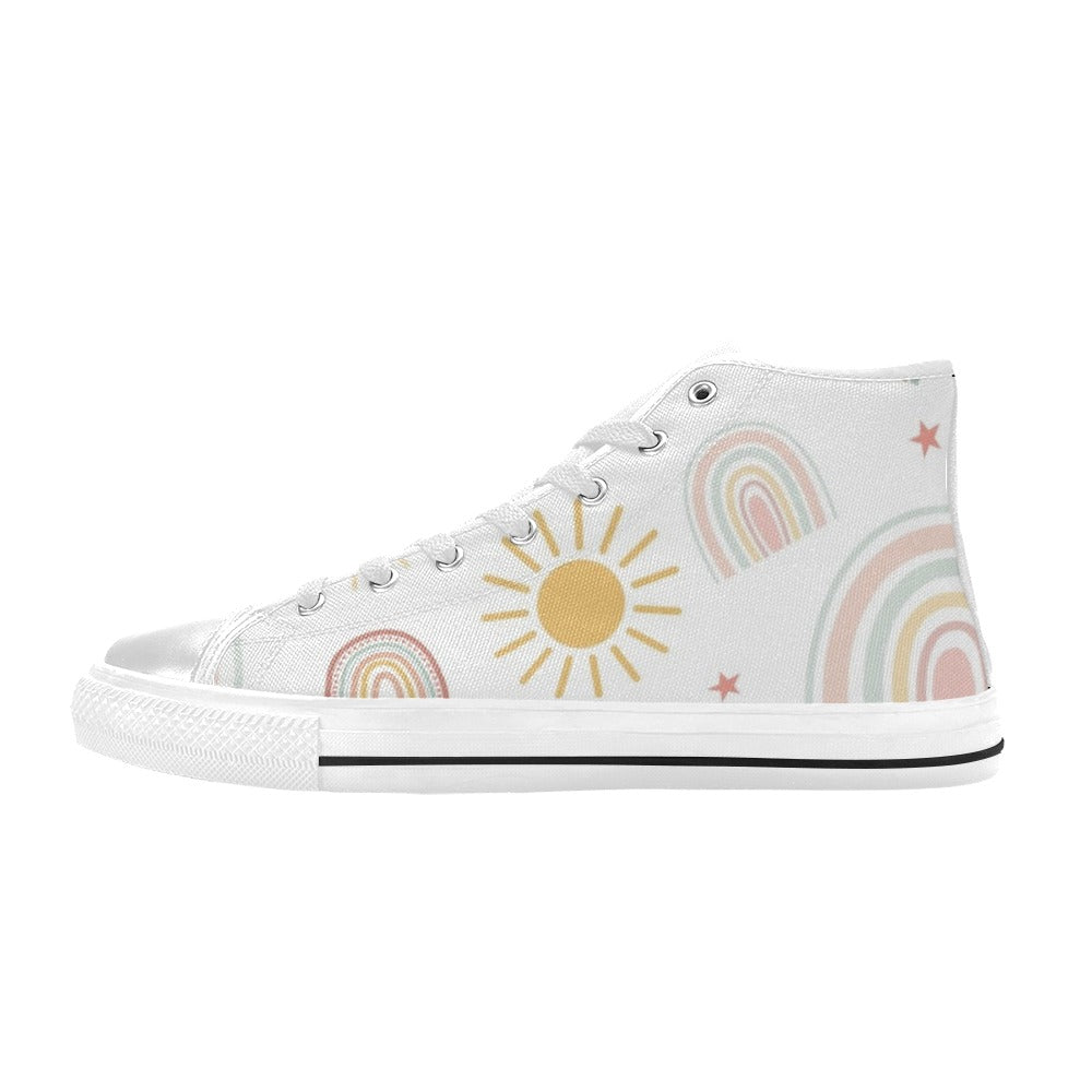 Pastel Rainbows - Kids High Top Canvas Shoes