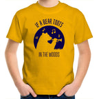 If A Bear Toots In The Woods, Saxophone Player - Kids Youth T-Shirt Gold Kids Youth T-shirt animal Music Printed In Australia