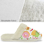 Food Love Men's Fur Trim Thick-Sole Indoor Slippers Men's Fur Trimmed Slippers Food Printed Offshore