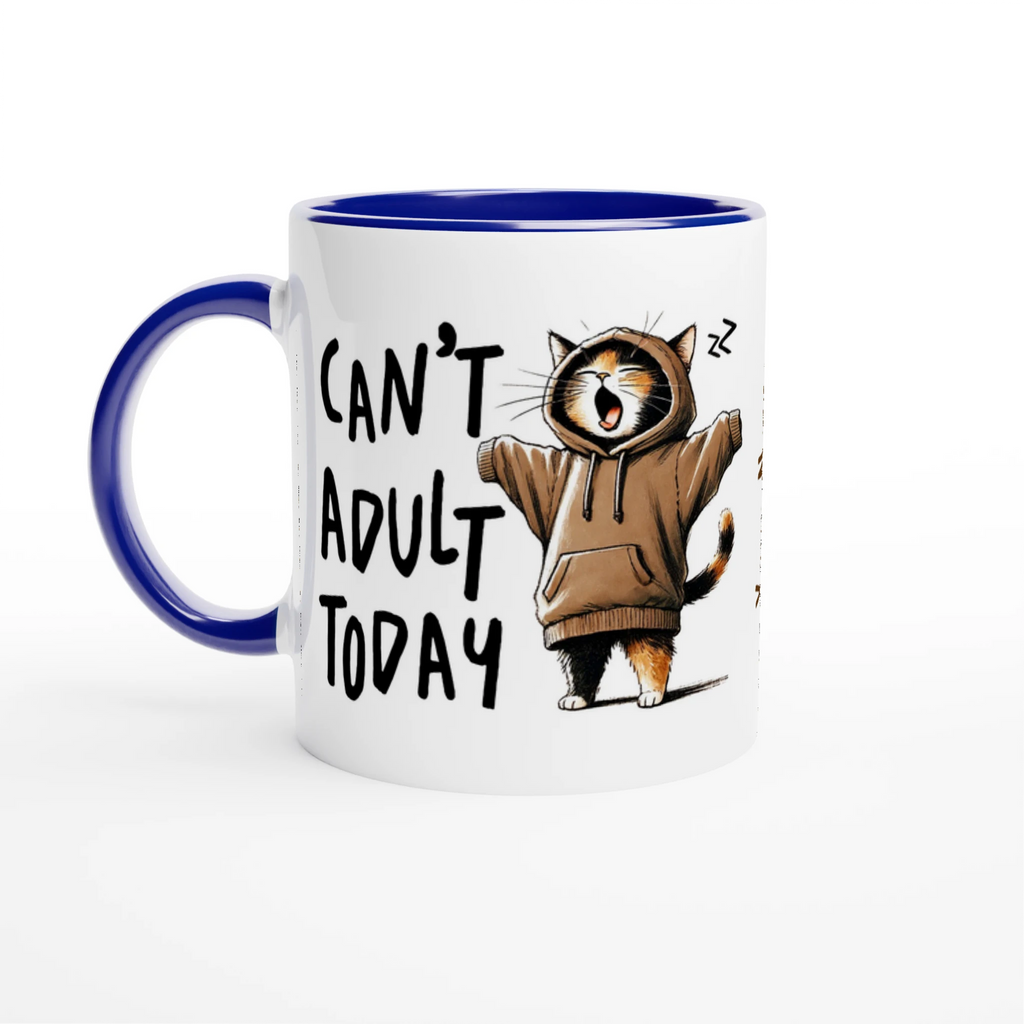 Personalise - Can't Adult Today - 11oz Ceramic Mug Ceramic Blue Personalised 11oz Mug animal Globally Fulfilled
