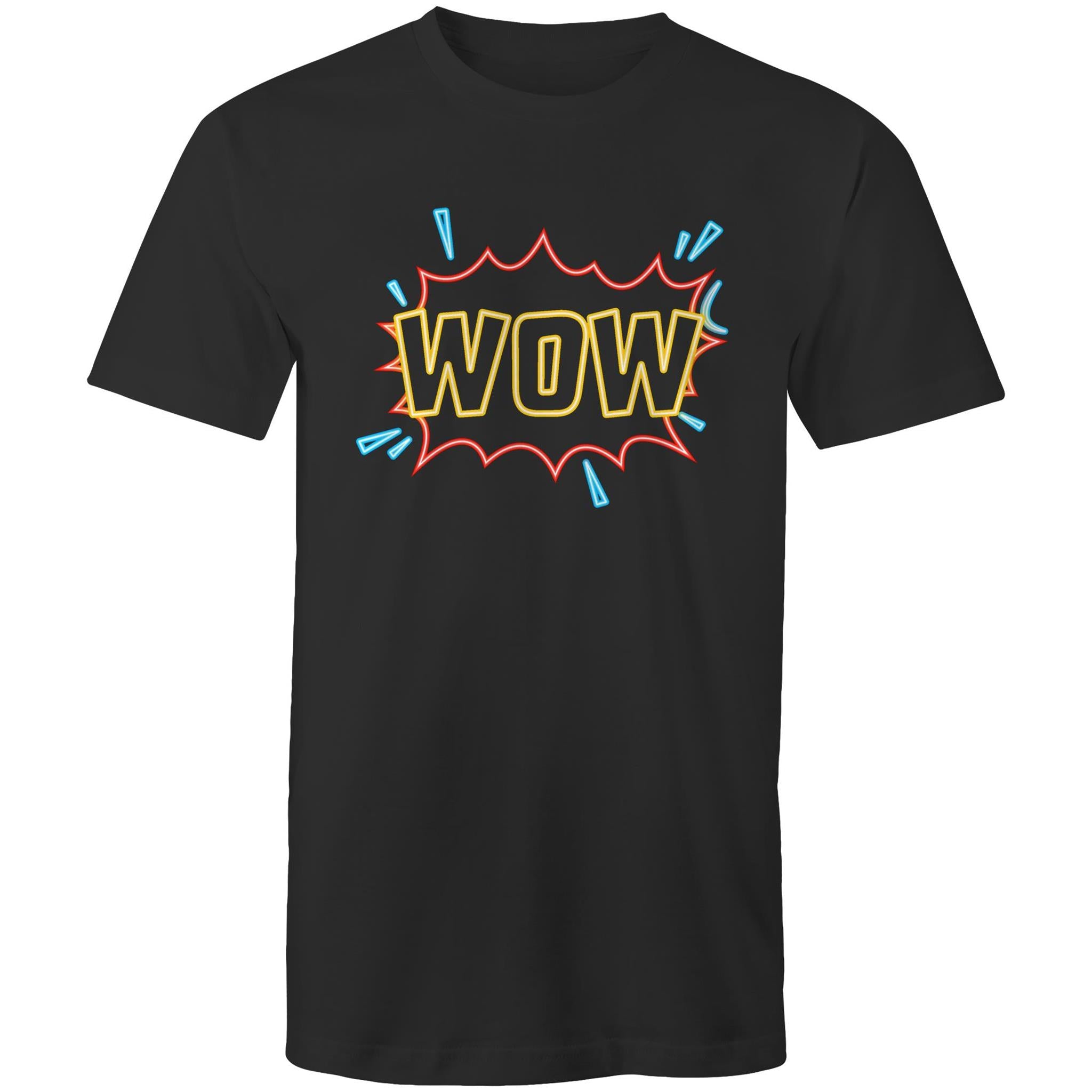 Wow, Comic Book - Mens T-Shirt Black Mens T-shirt comic Printed In Australia