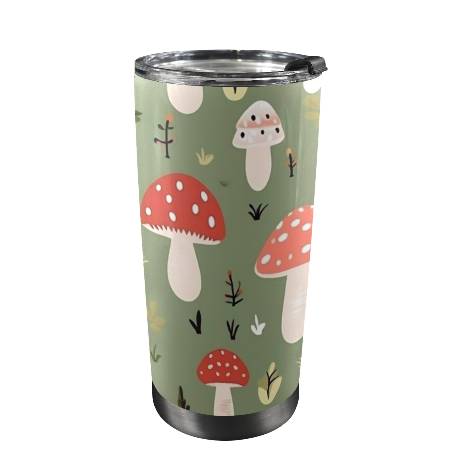 Toadstools - 20oz Mobile Tumbler with Lid (Black Lock) One Size 20oz Travel Mug Printed Offshore
