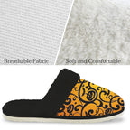 Halloween Men's Fur Trim Thick-Sole Indoor Slippers Men's Fur Trimmed Slippers Halloween Printed Offshore