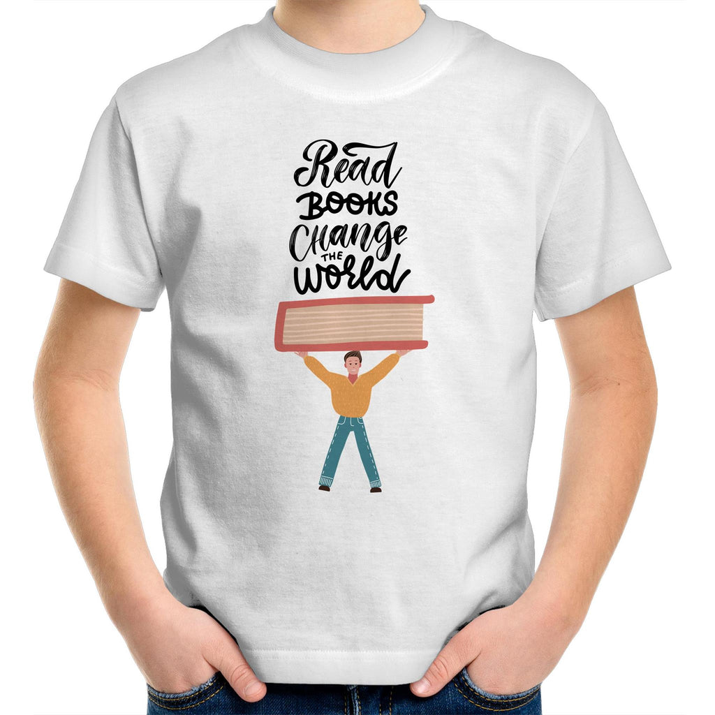 Read Books, Change The World - Kids Youth T-Shirt White Kids Youth T-shirt Printed In Australia Reading