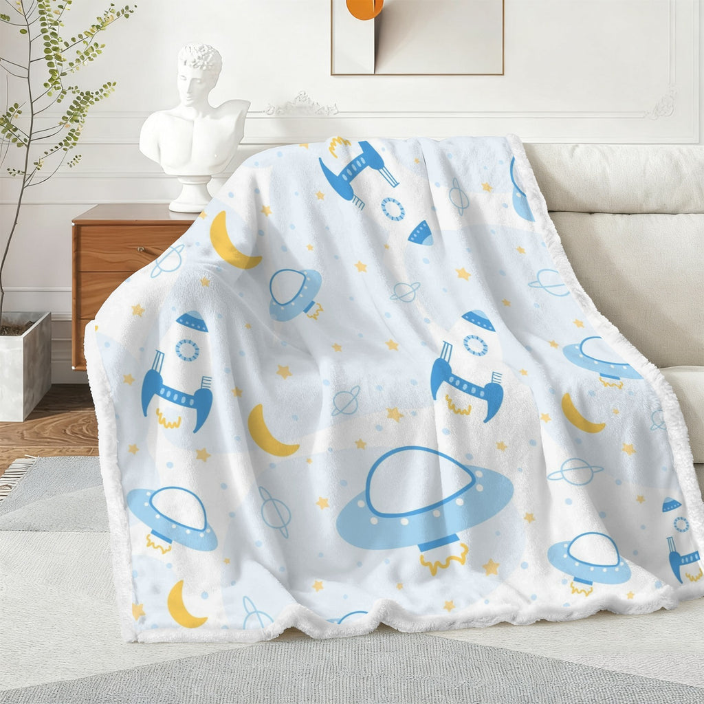 Spaceships And UFO's - Double-Layer Fleece Blanket 51"x59"