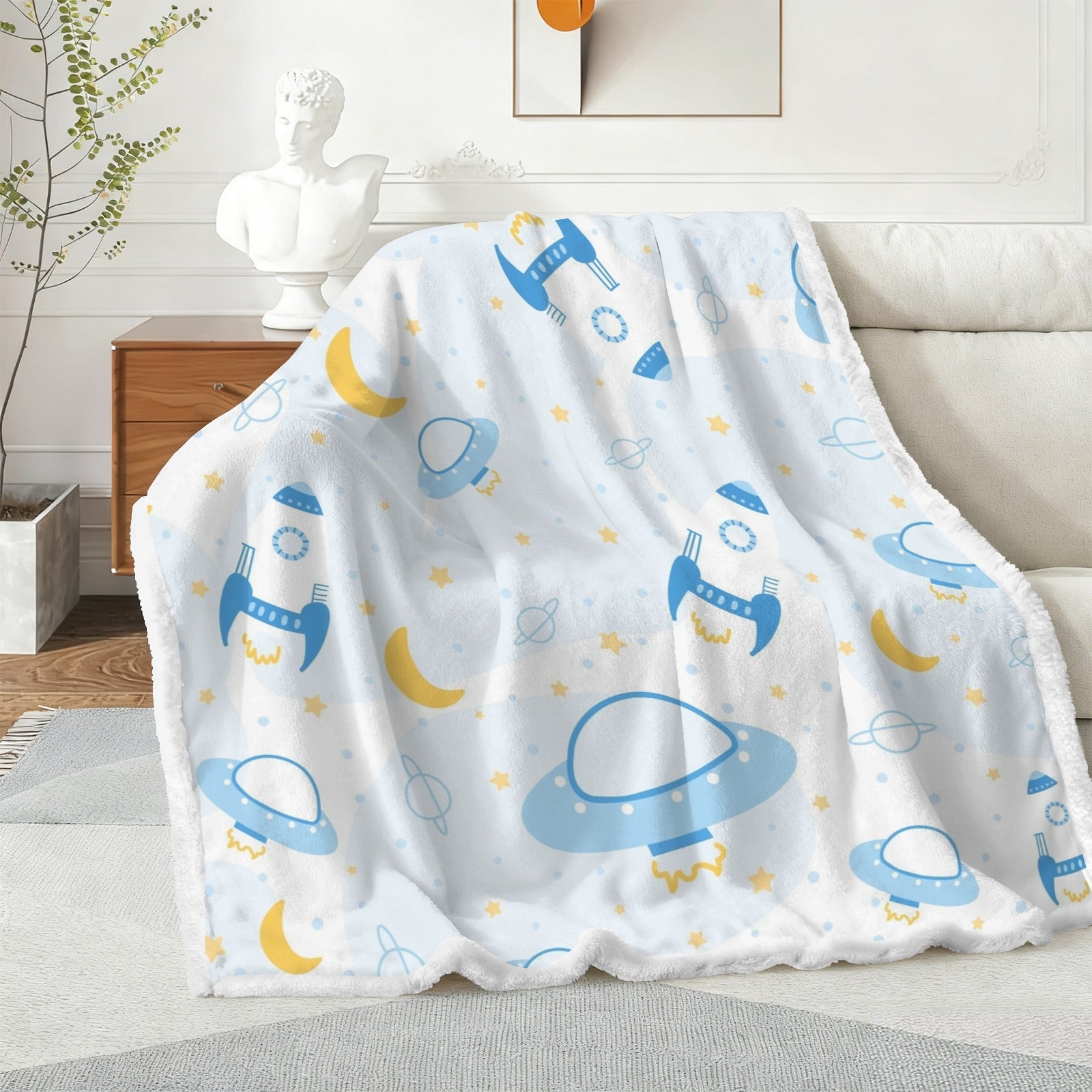 Spaceships And UFO's - Double-Layer Fleece Blanket 51"x59"