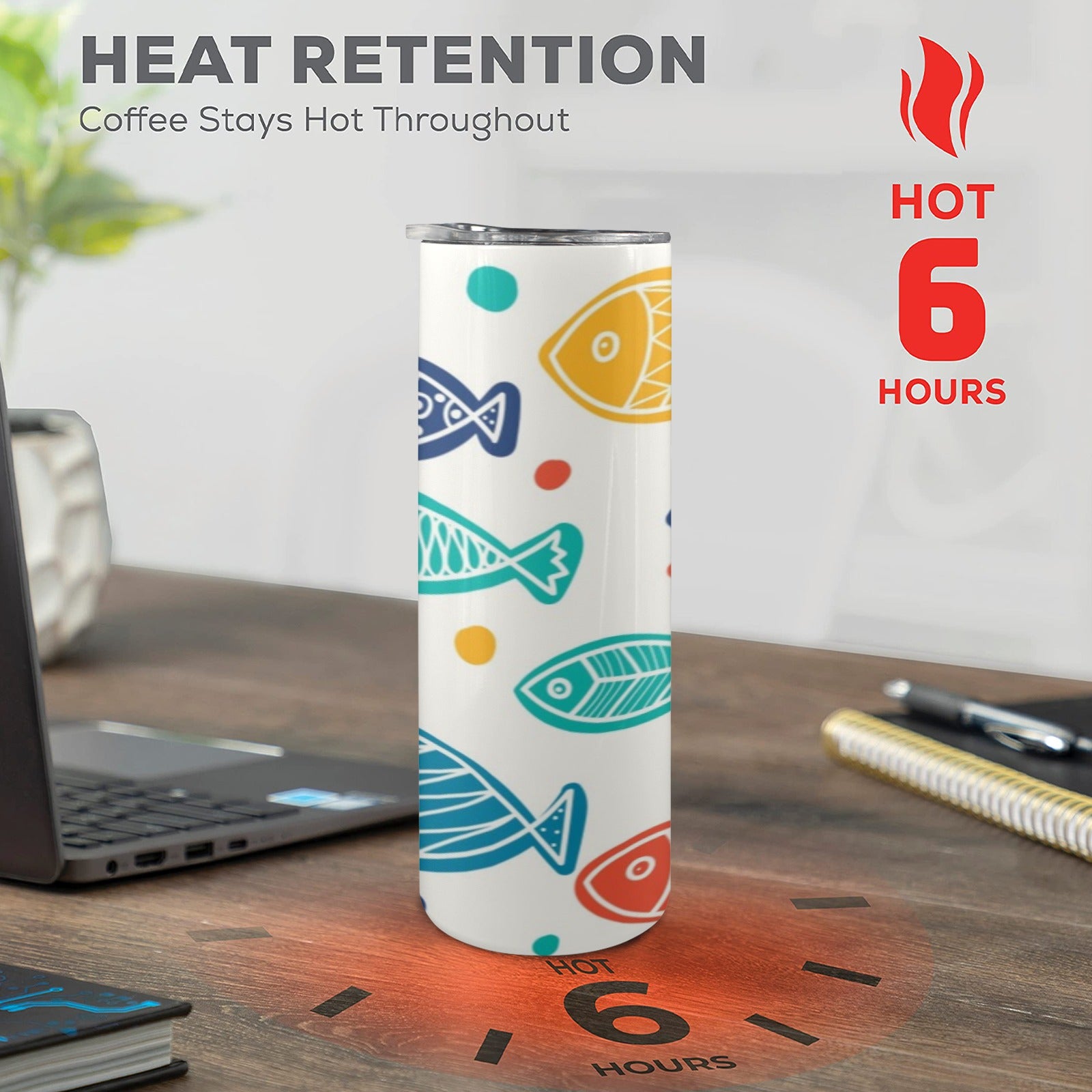 Fish 20oz Tall Skinny Tumbler with Lid and Straw