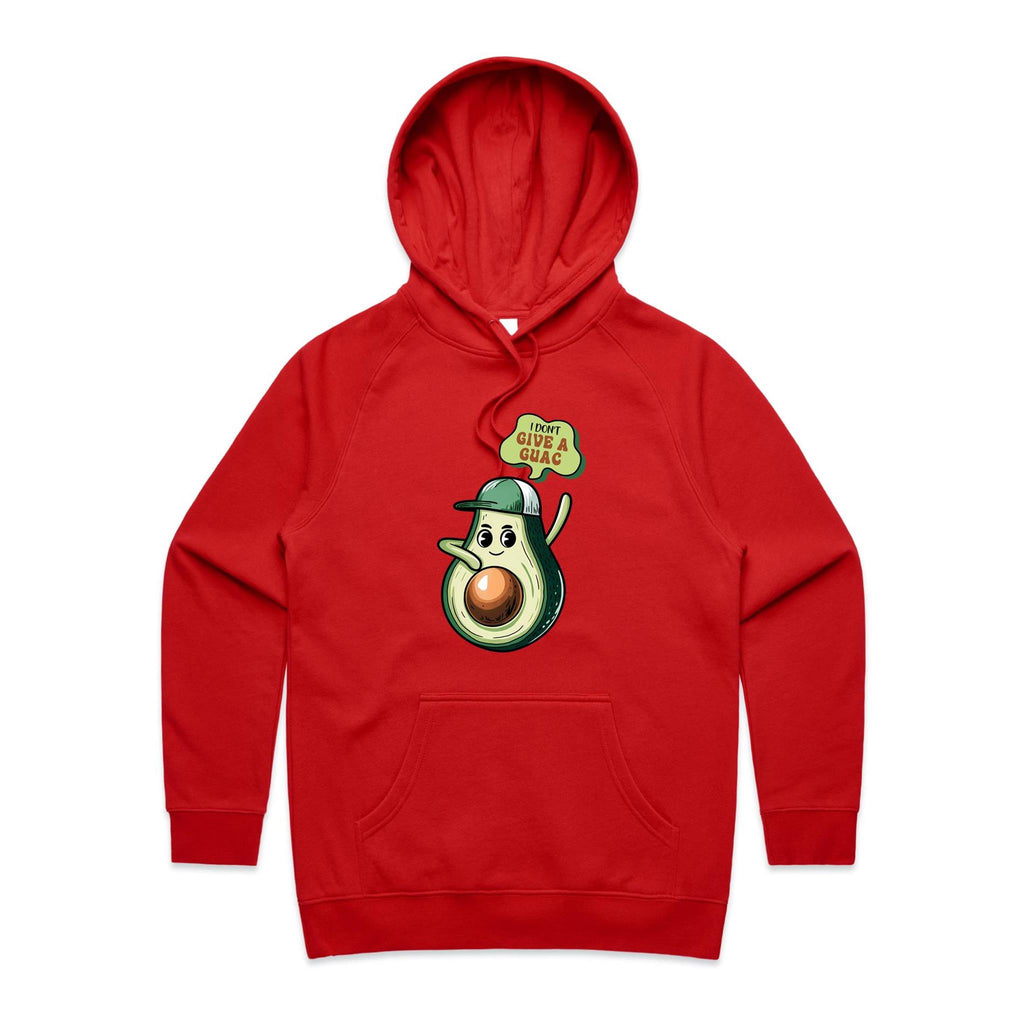 Avocado, I Don't Give A Guac - Womens Hoodie Red Womens 2XL Womens Hoodie Food Printed In Australia