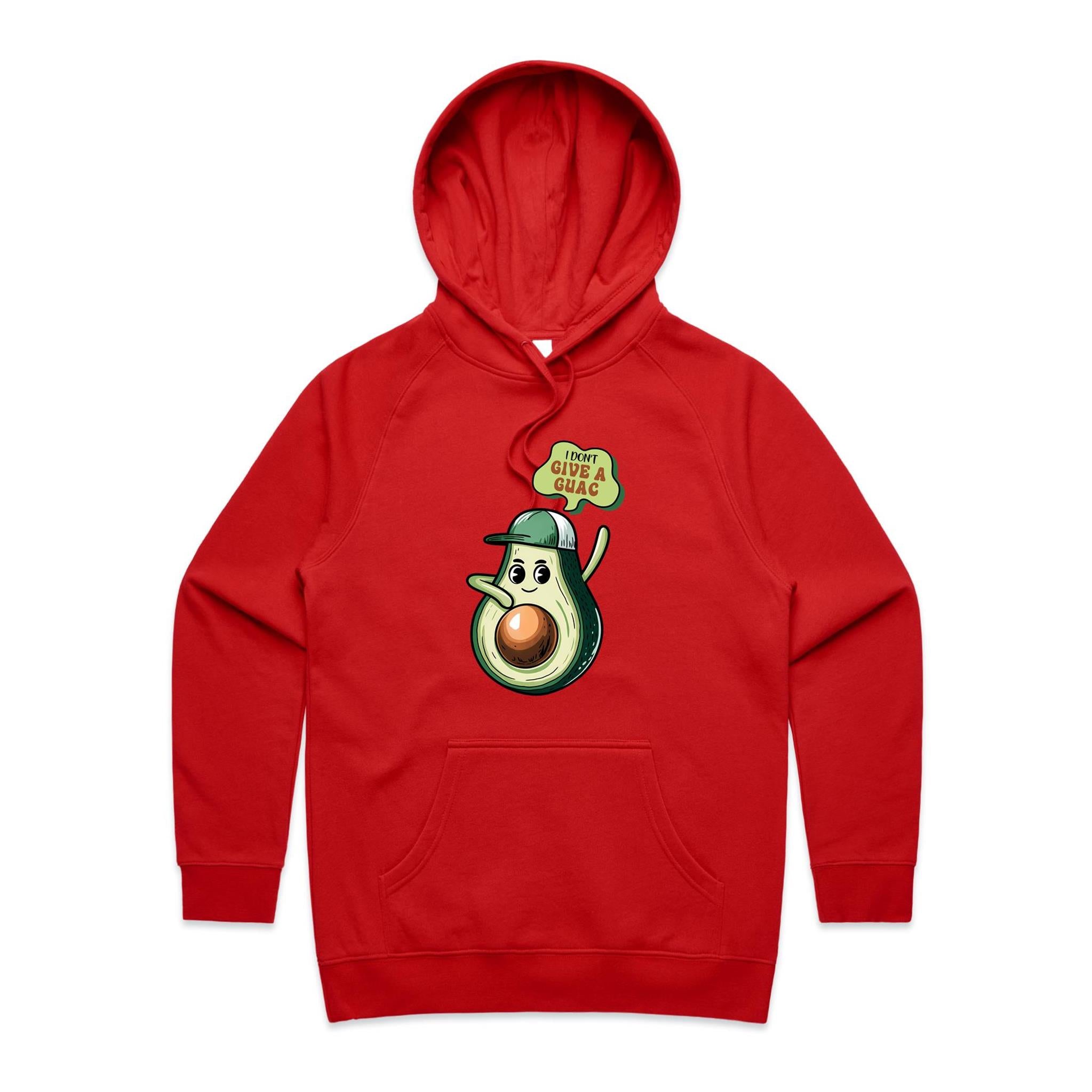 Avocado, I Don't Give A Guac - Womens Hoodie Red Womens 2XL Womens Hoodie Food Printed In Australia